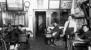 Chinese workers in tailor shop